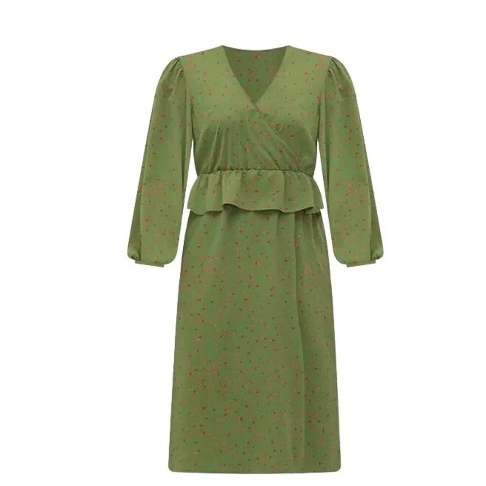 ELOQUII Elements Women's Midi Dress Mixed Print Long Sleeve Size 18 Modest - Picture 4 of 4